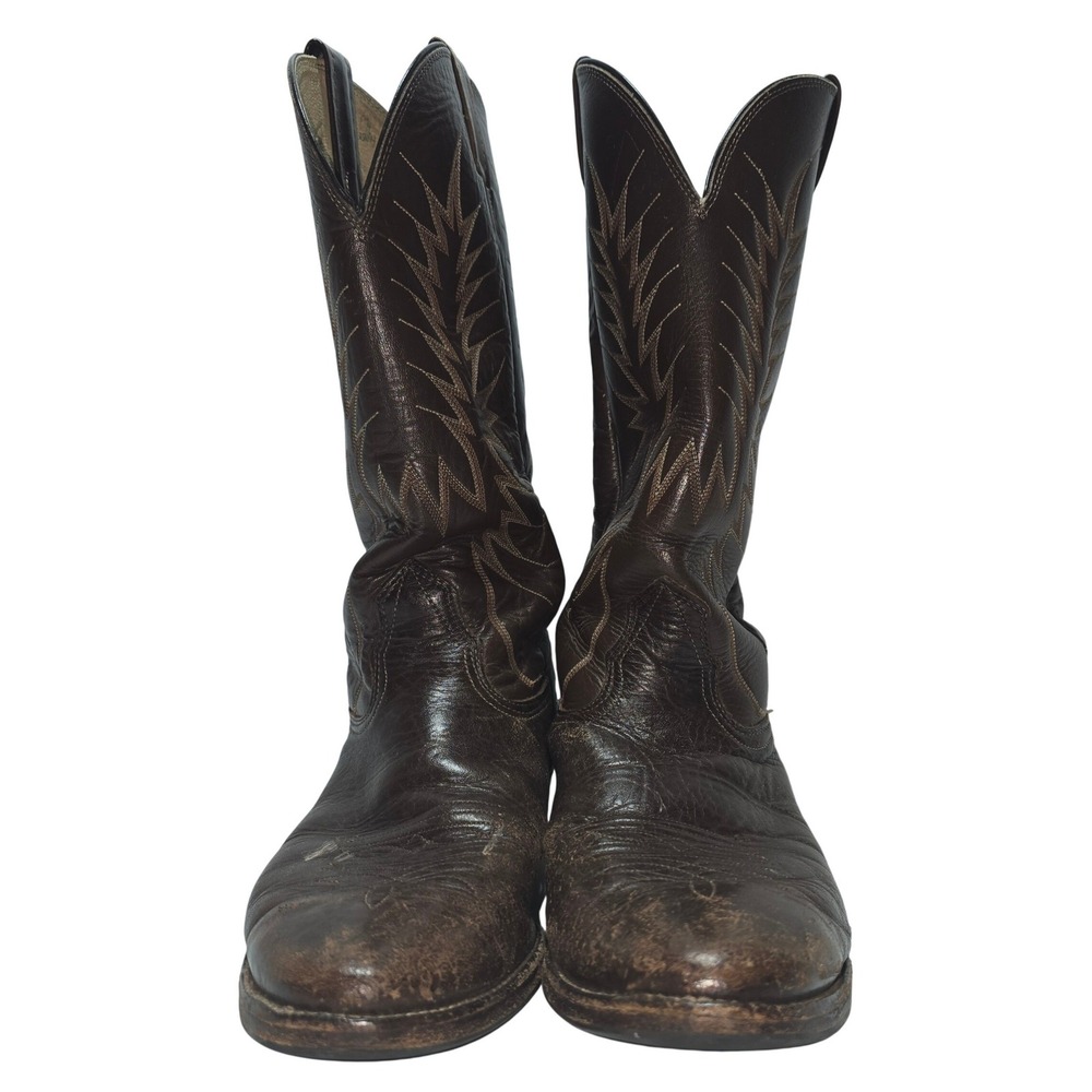 Nocona Boots Mens Brown Leather Western Cowboy Boots 15223 Size 9.5D Made in USA